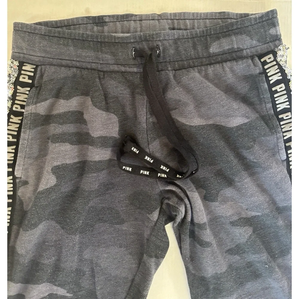 Victoria's Secret PINK CAMO BLING Sequined Stripe Joggers Sweats Sweatpant Small - Picture 5 of 11